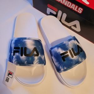 Fila slides white blue tie Dye size 7 New‎